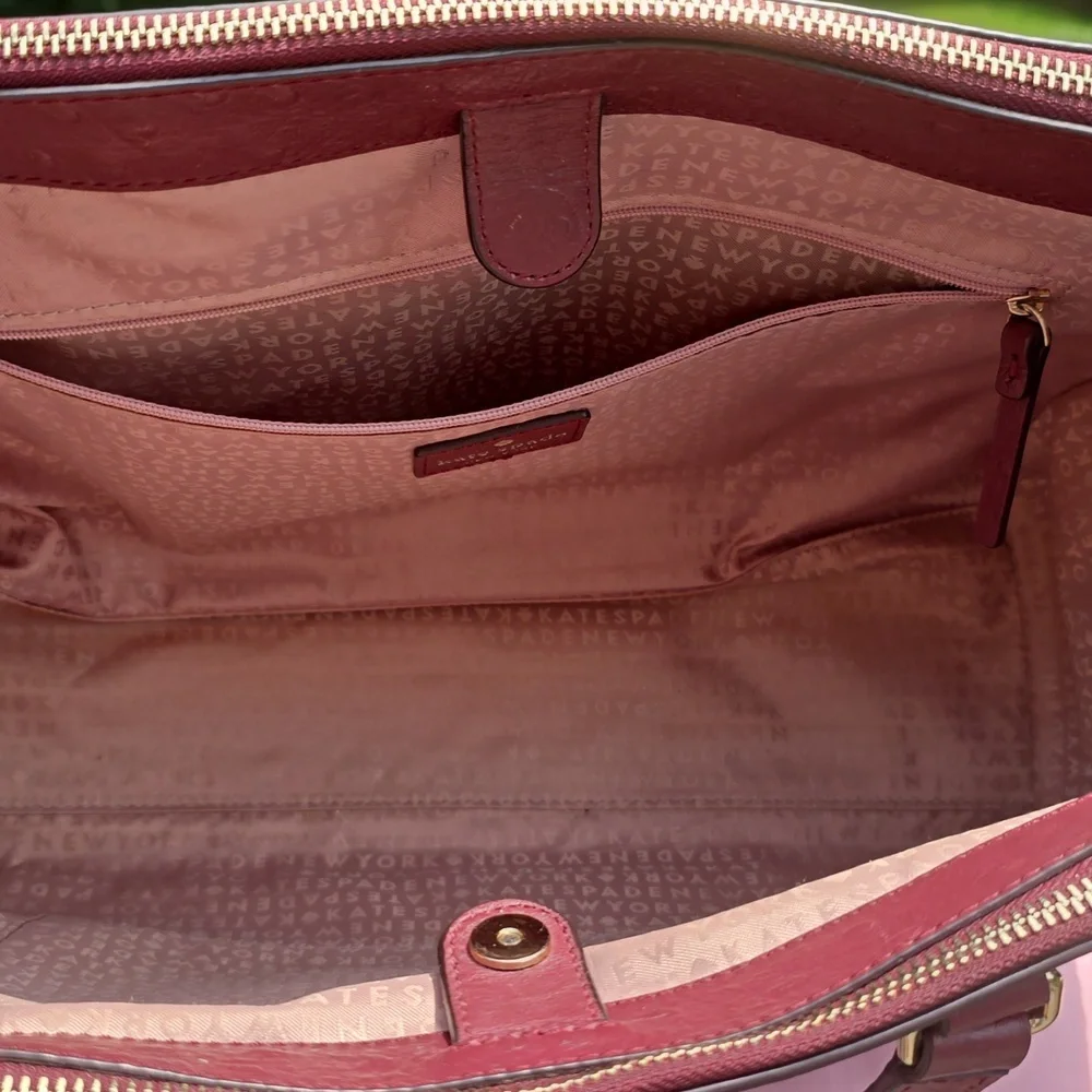 Kate Spade Bristol Drive Ostrich Cherrywood bag 2 Way Bag - Picture 3 of 15